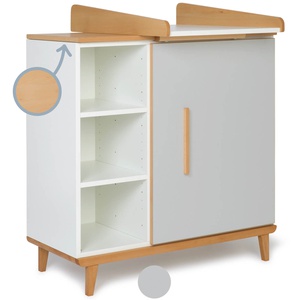Commode à langer 1 porte 3 niches  NADO Retro finition hêtre manhattan grey