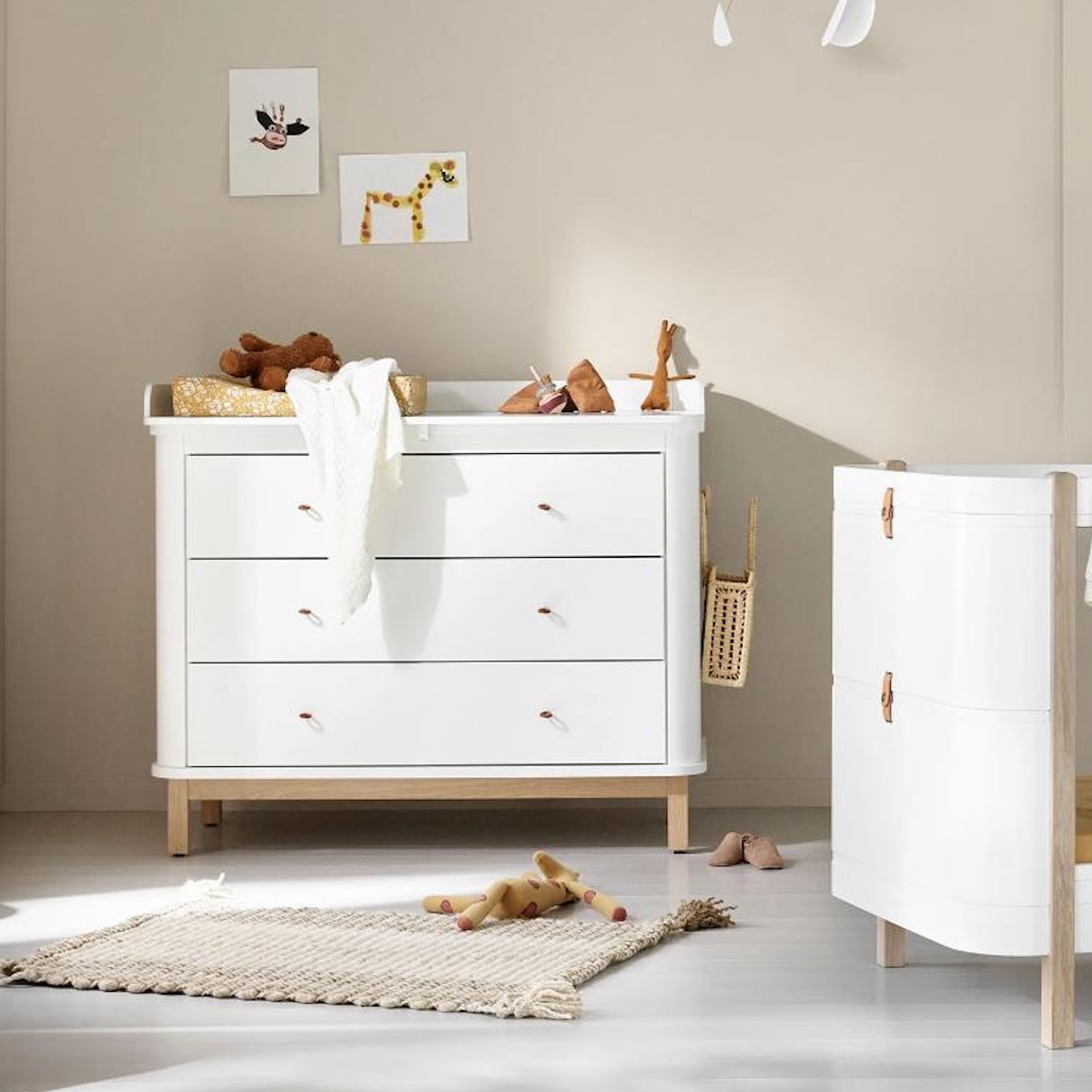 Commode à langer 3 tiroirs WOOD Oliver Furniture blanc chêne
