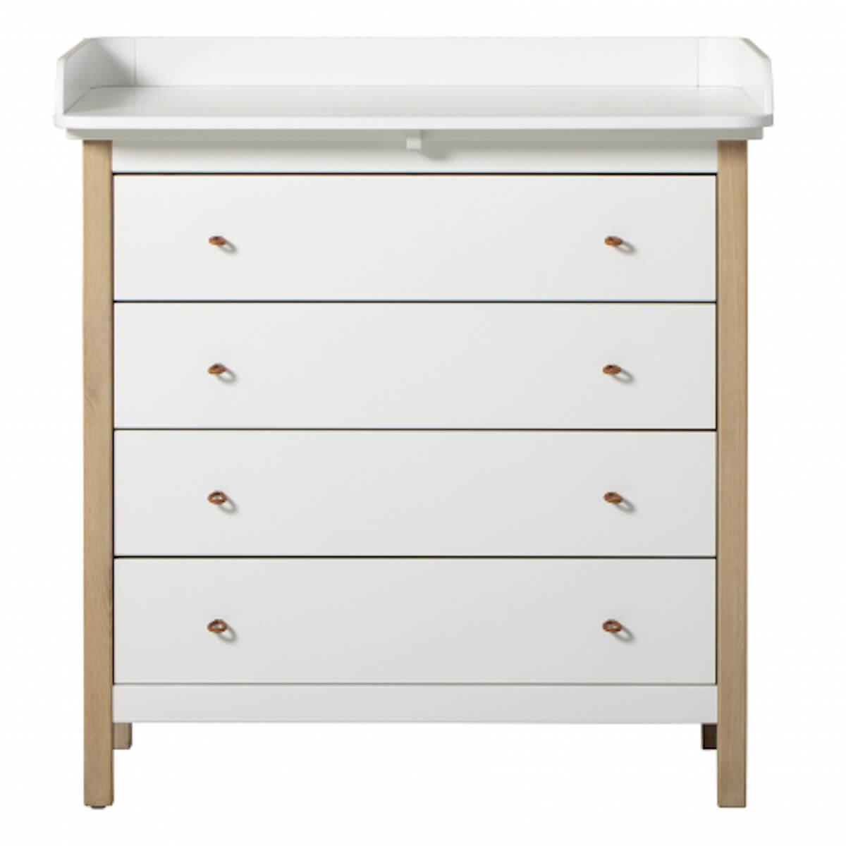 Commode à langer 4 tiroirs WOOD Oliver Furniture blanc-chêne