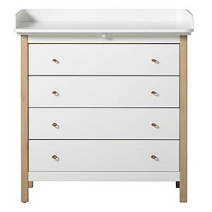 Commode à langer 4 tiroirs WOOD Oliver Furniture blanc-chêne