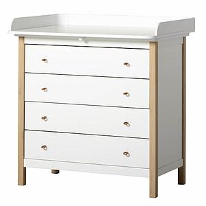 Commode à langer 4 tiroirs WOOD Oliver Furniture blanc-chêne