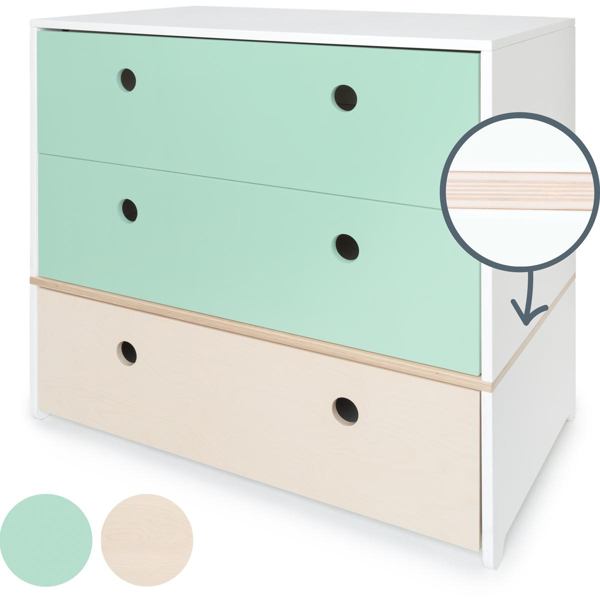Commode COLORFLEX Abitare Kids façades tiroirs mint-mint-white wash