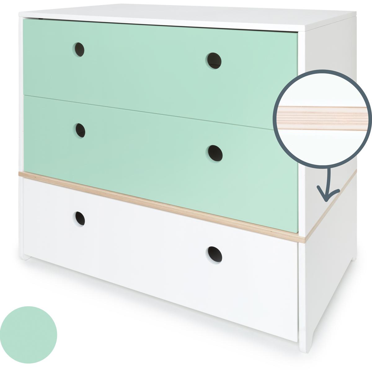 Commode COLORFLEX Abitare Kids façades tiroirs mint-mint-white