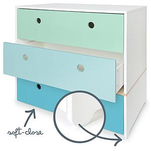 Commode COLORFLEX Abitare Kids façades tiroirs mint-sky blue-paradise blue