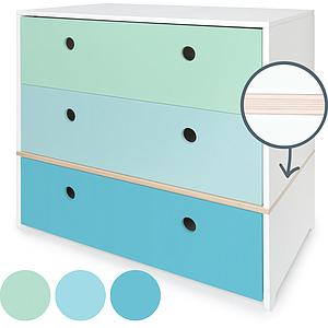 Commode COLORFLEX Abitare Kids façades tiroirs mint-sky blue-paradise blue