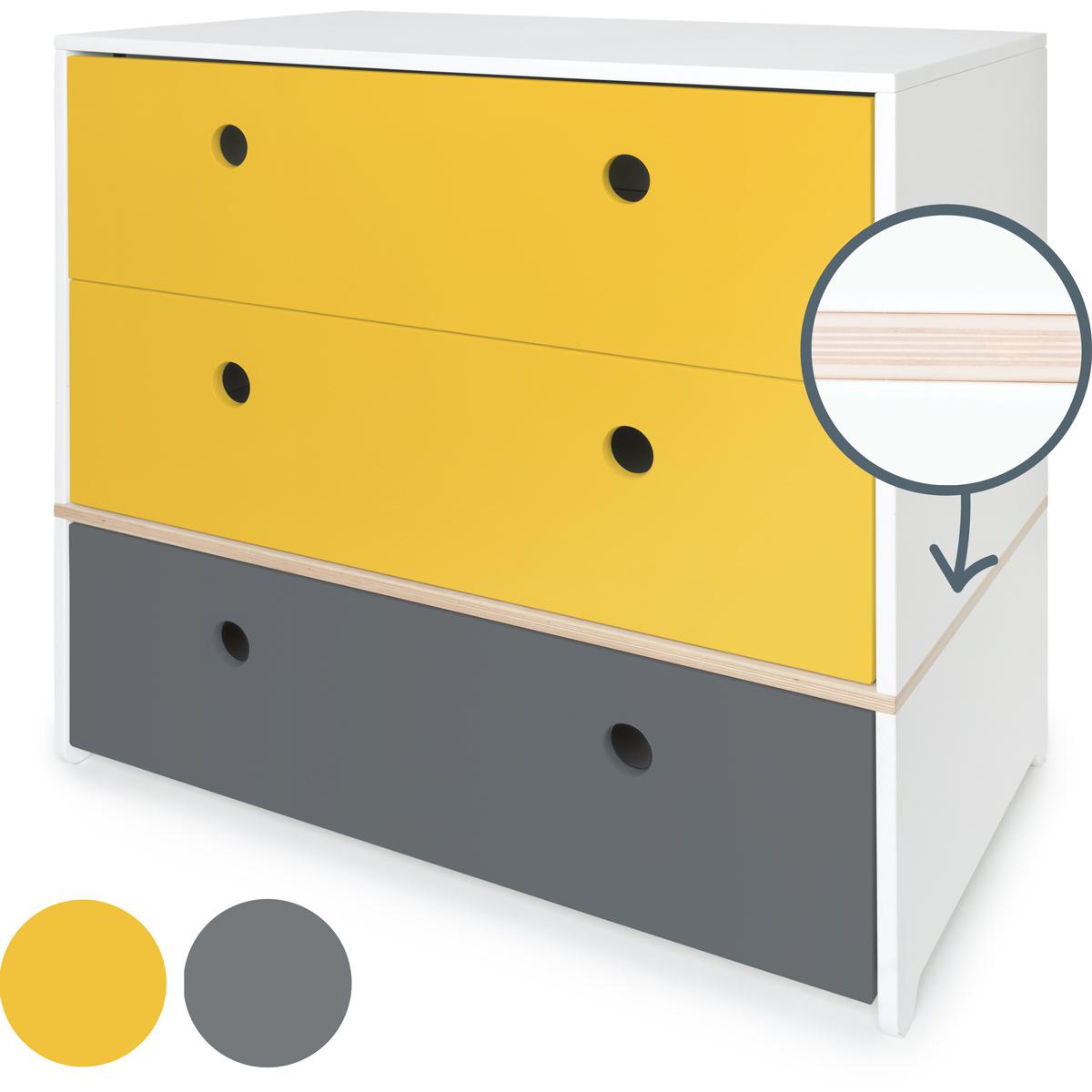 Commode COLORFLEX Abitare Kids façades tiroirs nectar yellow-nectar yellow-space grey