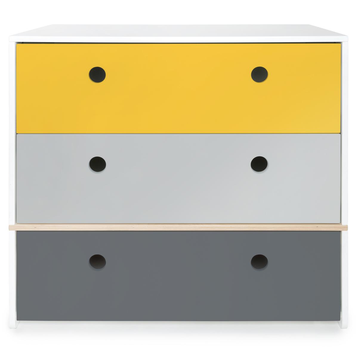 Commode COLORFLEX Abitare Kids façades tiroirs nectar yellow-pearl grey-space grey 

