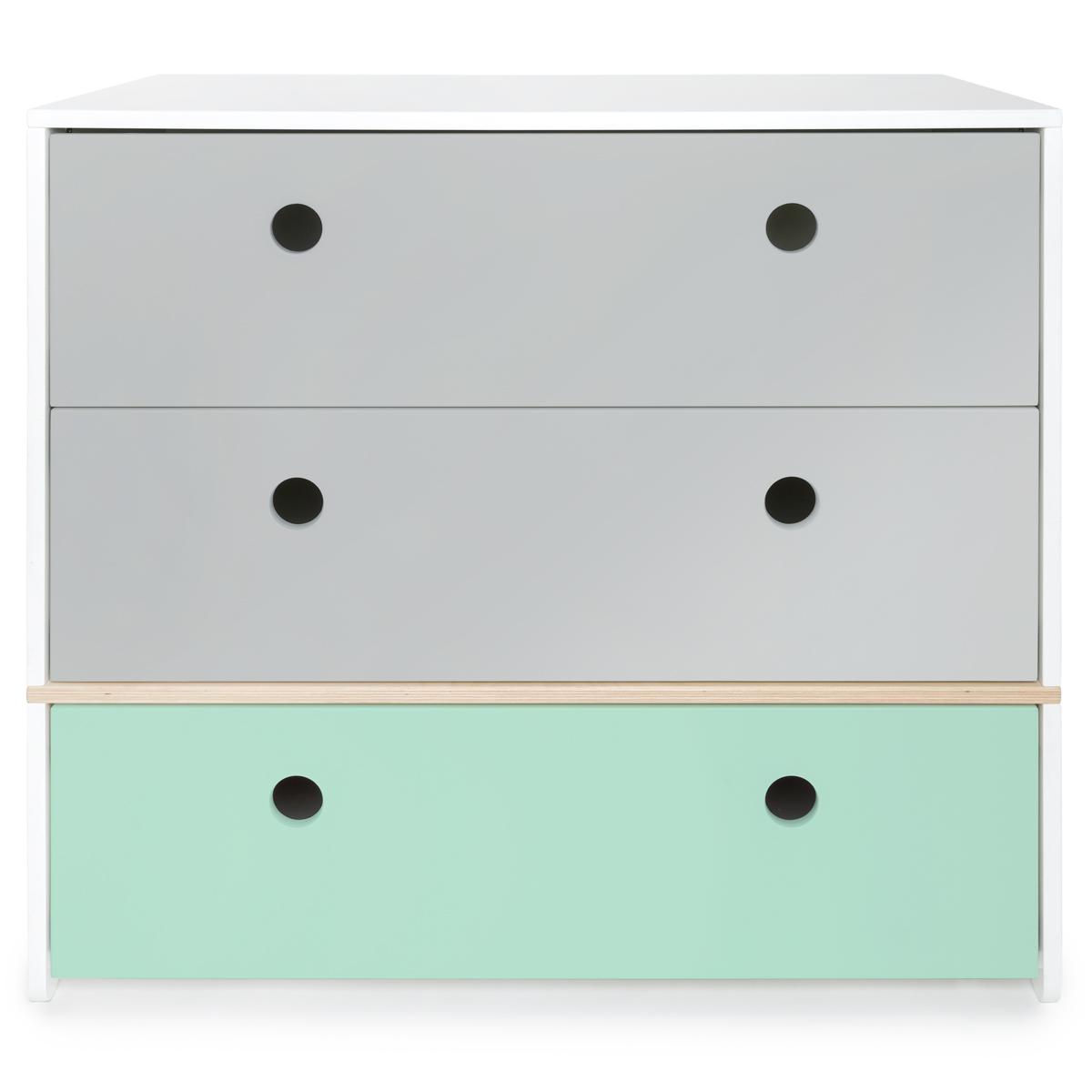 Commode COLORFLEX Abitare Kids façades tiroirs pearl grey-pearl grey-mint