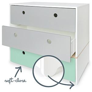 Commode COLORFLEX Abitare Kids façades tiroirs pearl grey-pearl grey-mint