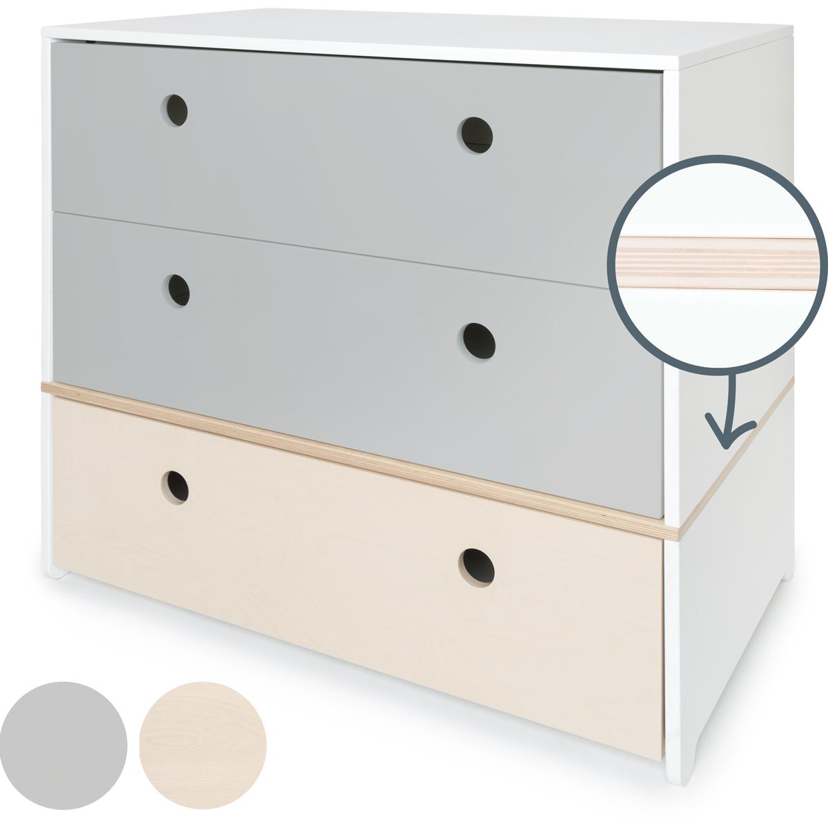 Commode COLORFLEX Abitare Kids façades tiroirs pearl grey-pearl grey-white wash