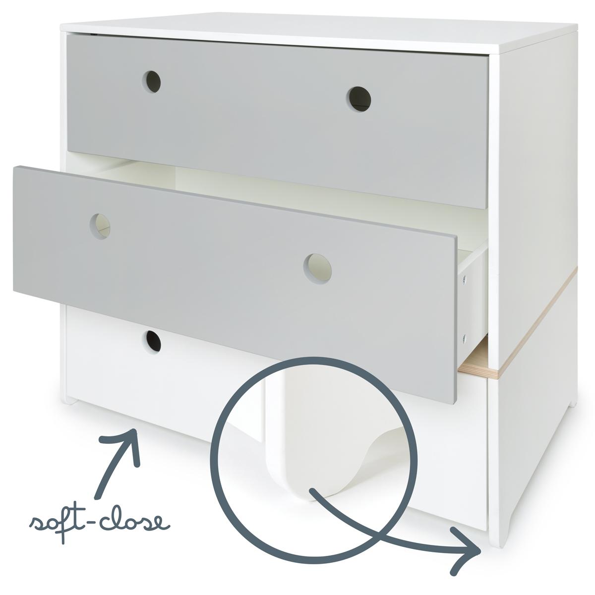 Commode COLORFLEX Abitare Kids façades tiroirs pearl grey-pearl grey-white