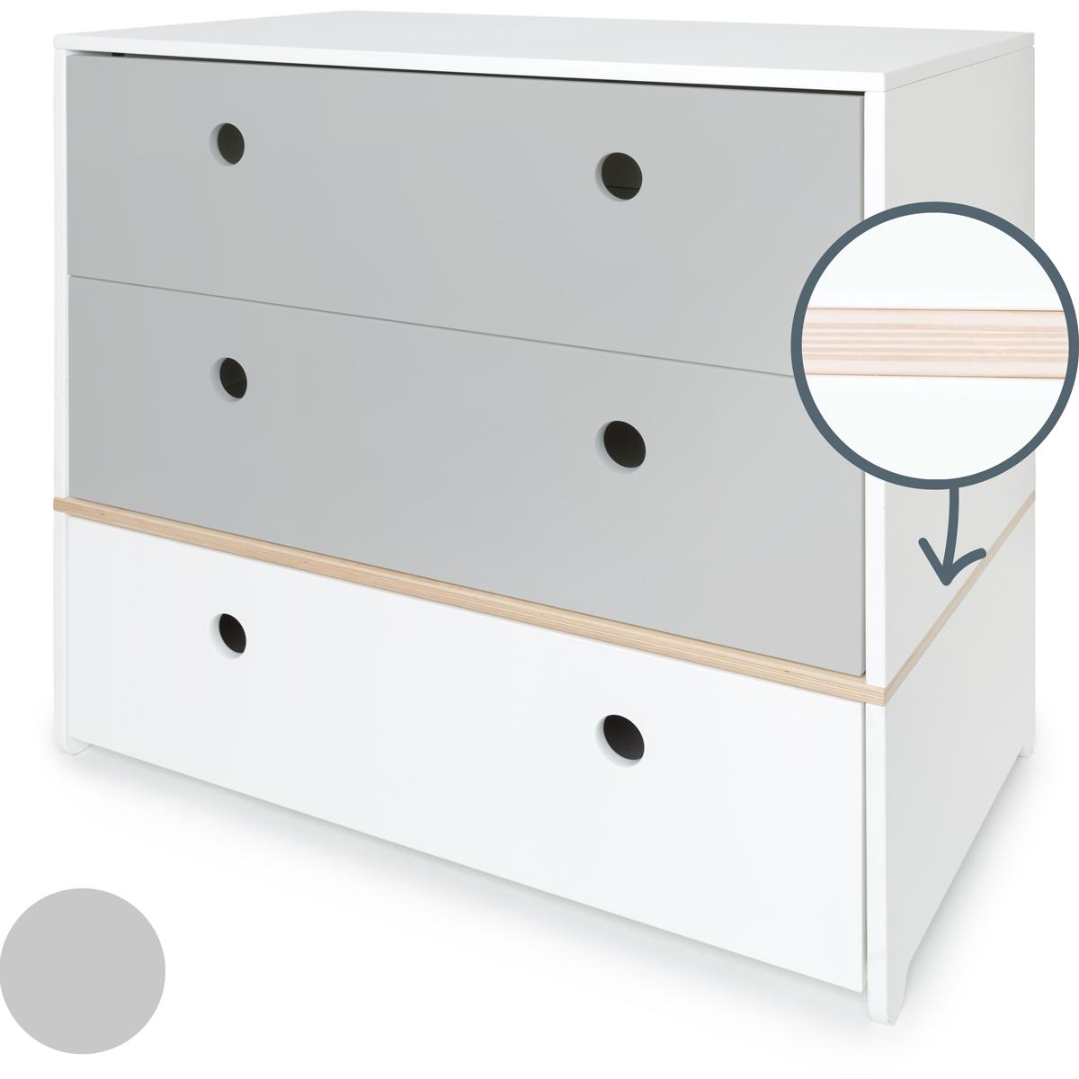 Commode COLORFLEX Abitare Kids façades tiroirs pearl grey-pearl grey-white