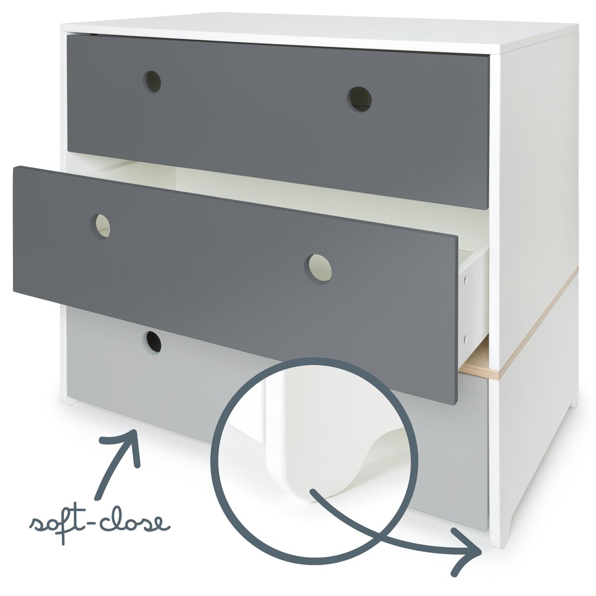 Commode COLORFLEX Abitare Kids façades tiroirs space grey-space grey-pearl grey