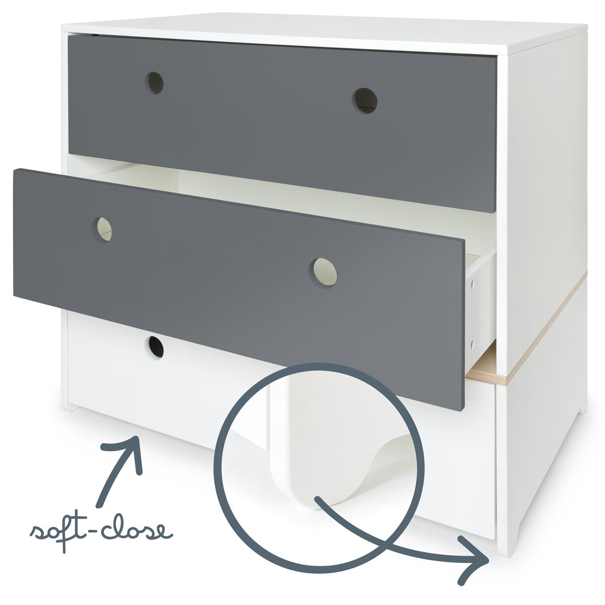 Commode COLORFLEX Abitare Kids façades tiroirs space grey-space grey-white