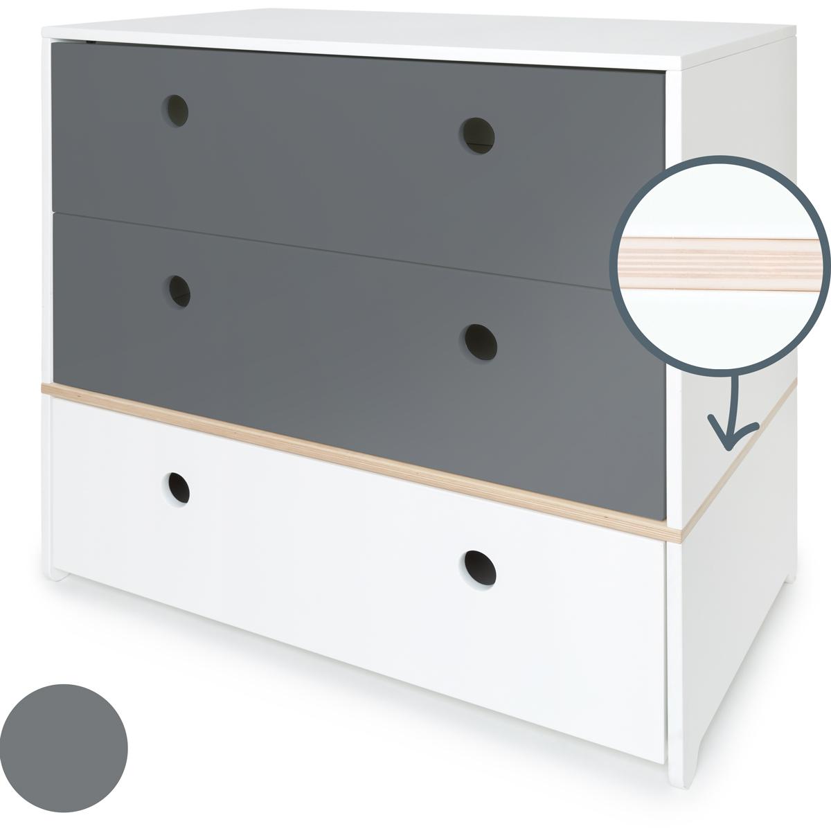 Commode COLORFLEX Abitare Kids façades tiroirs space grey-space grey-white