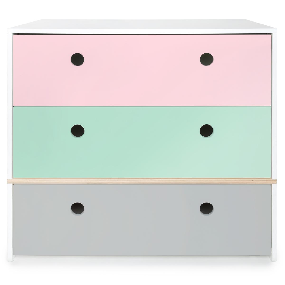 Commode COLORFLEX Abitare Kids façades tiroirs sweet pink-mint-pearl grey