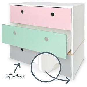 Commode COLORFLEX Abitare Kids façades tiroirs sweet pink-mint-pearl grey