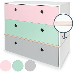 Commode COLORFLEX Abitare Kids façades tiroirs sweet pink-mint-pearl grey
