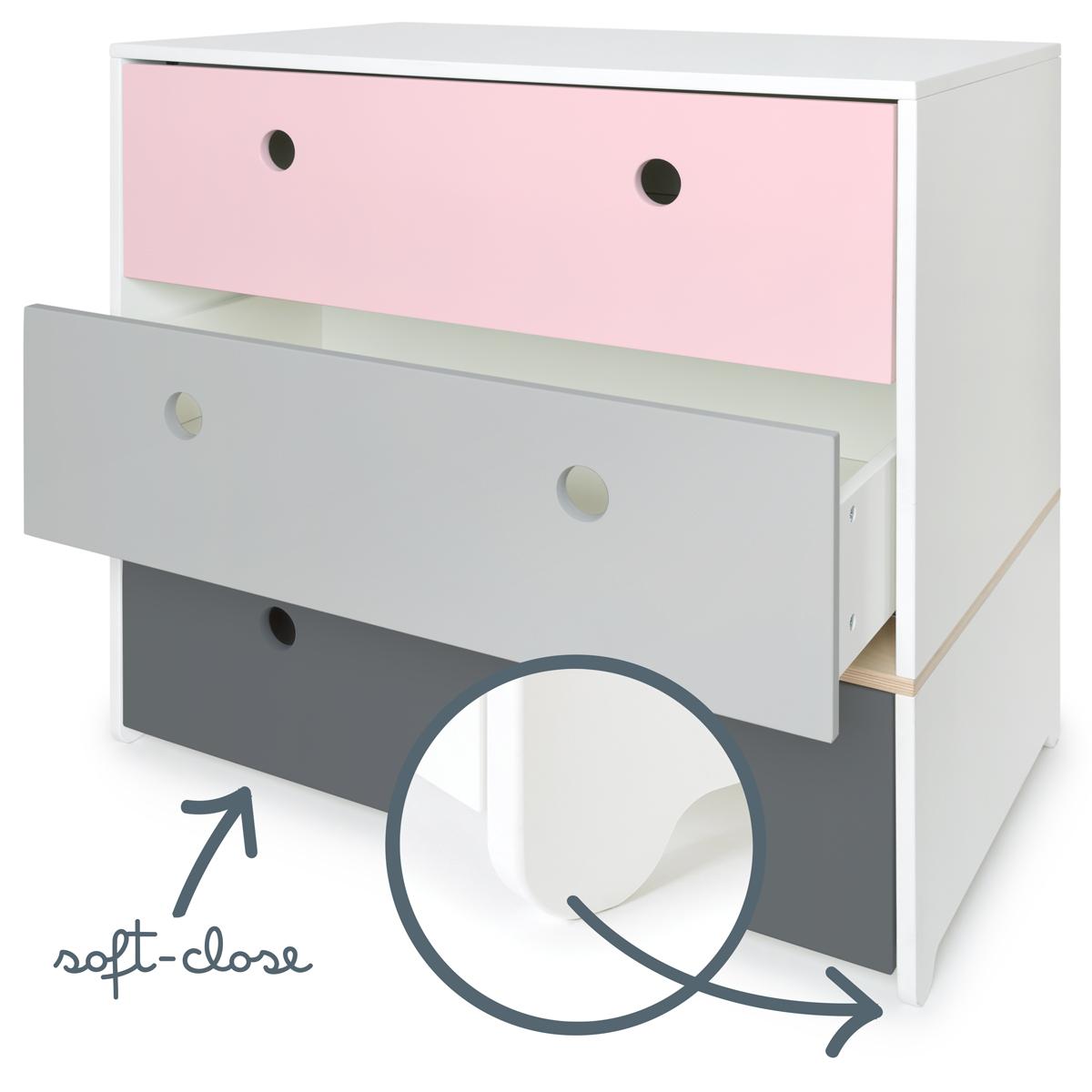Commode COLORFLEX Abitare Kids façades tiroirs sweet pink-pearl grey-space grey
