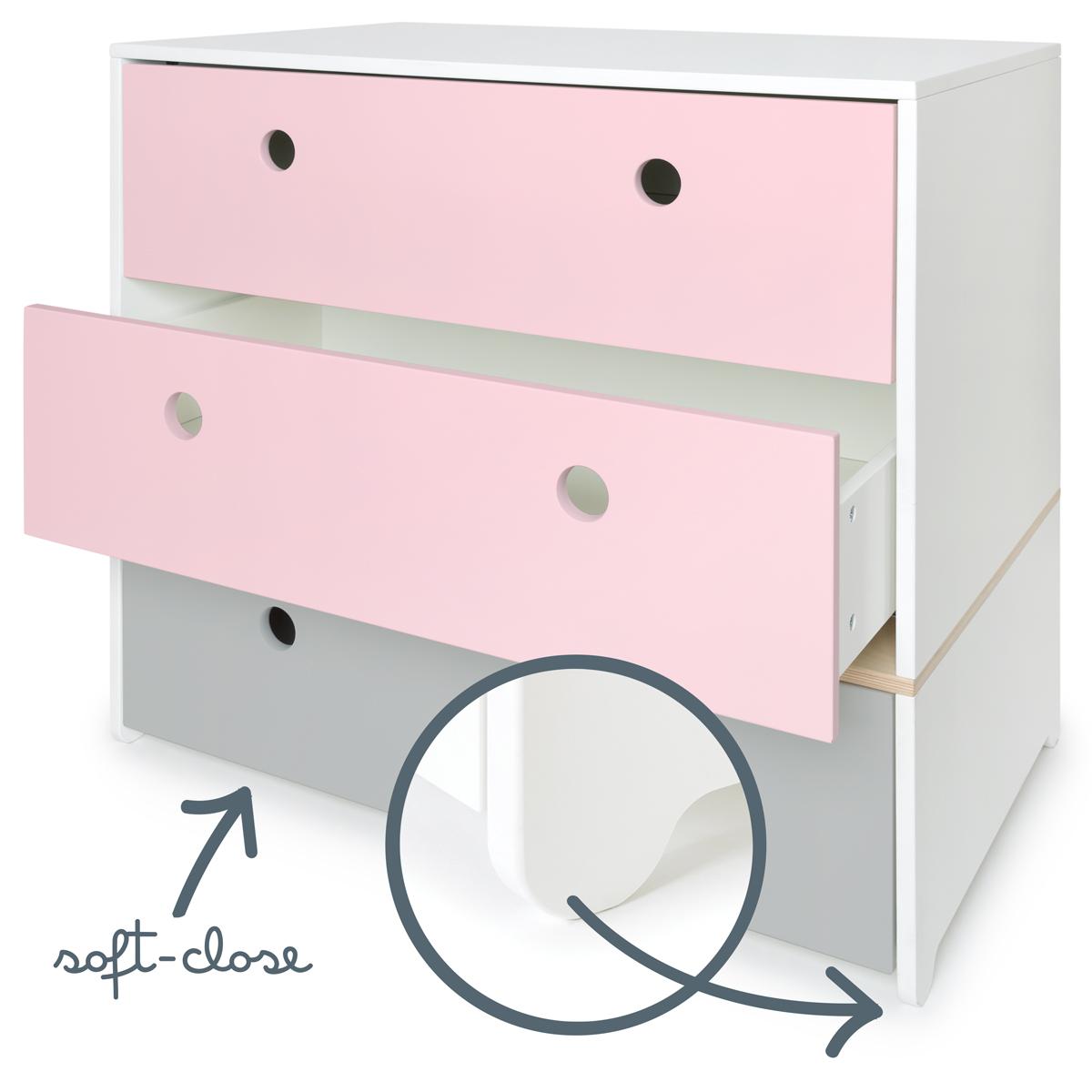Commode COLORFLEX Abitare Kids façades tiroirs sweet pink-sweet pink-pearl grey