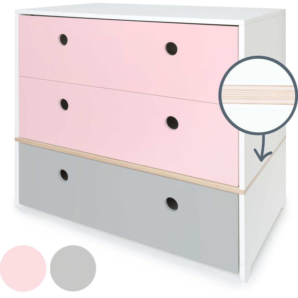 Commode COLORFLEX Abitare Kids façades tiroirs sweet pink-sweet pink-pearl grey