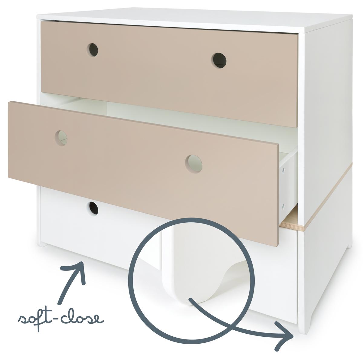 Commode COLORFLEX Abitare Kids façades tiroirs warm grey-warm grey-white