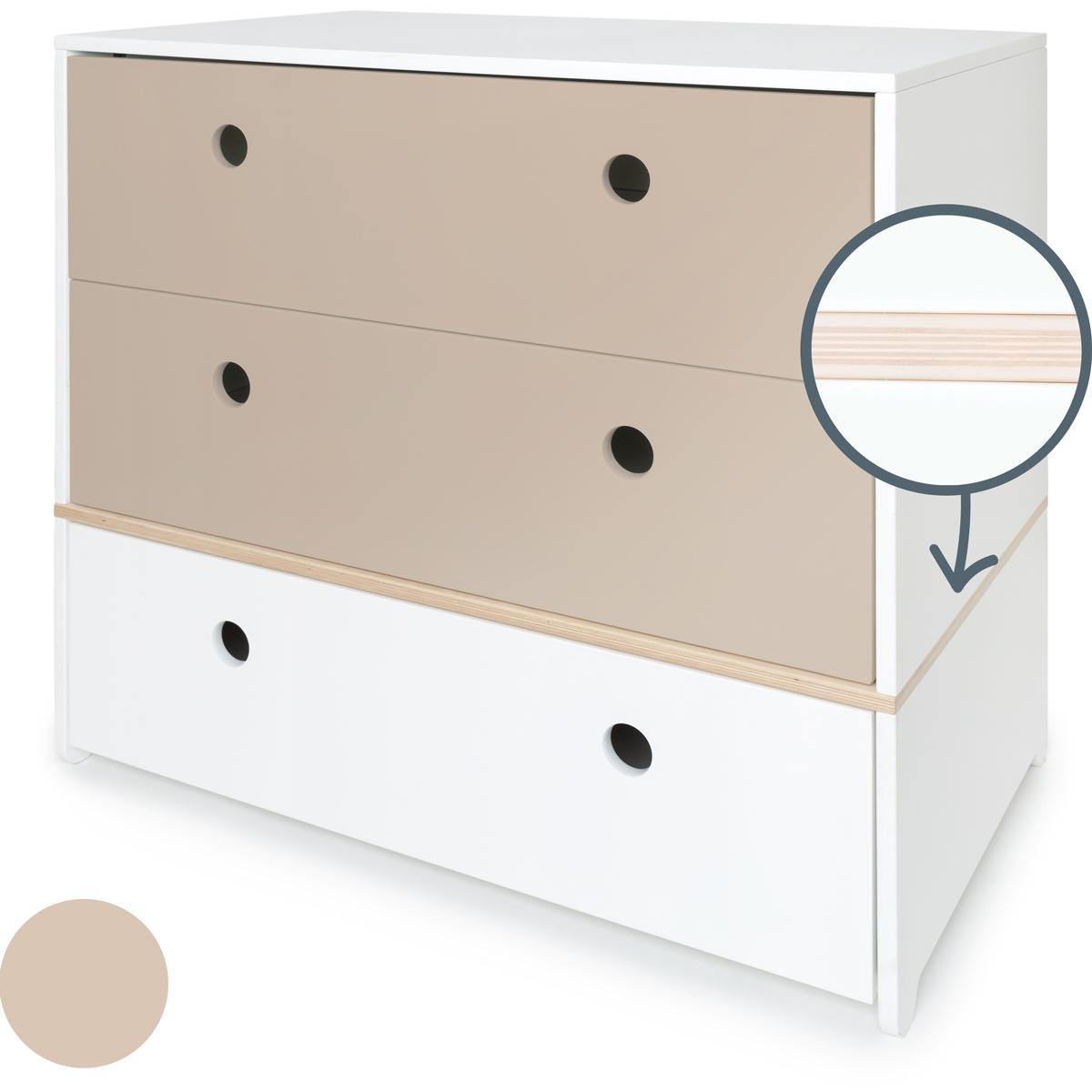 Commode COLORFLEX Abitare Kids façades tiroirs warm grey-warm grey-white