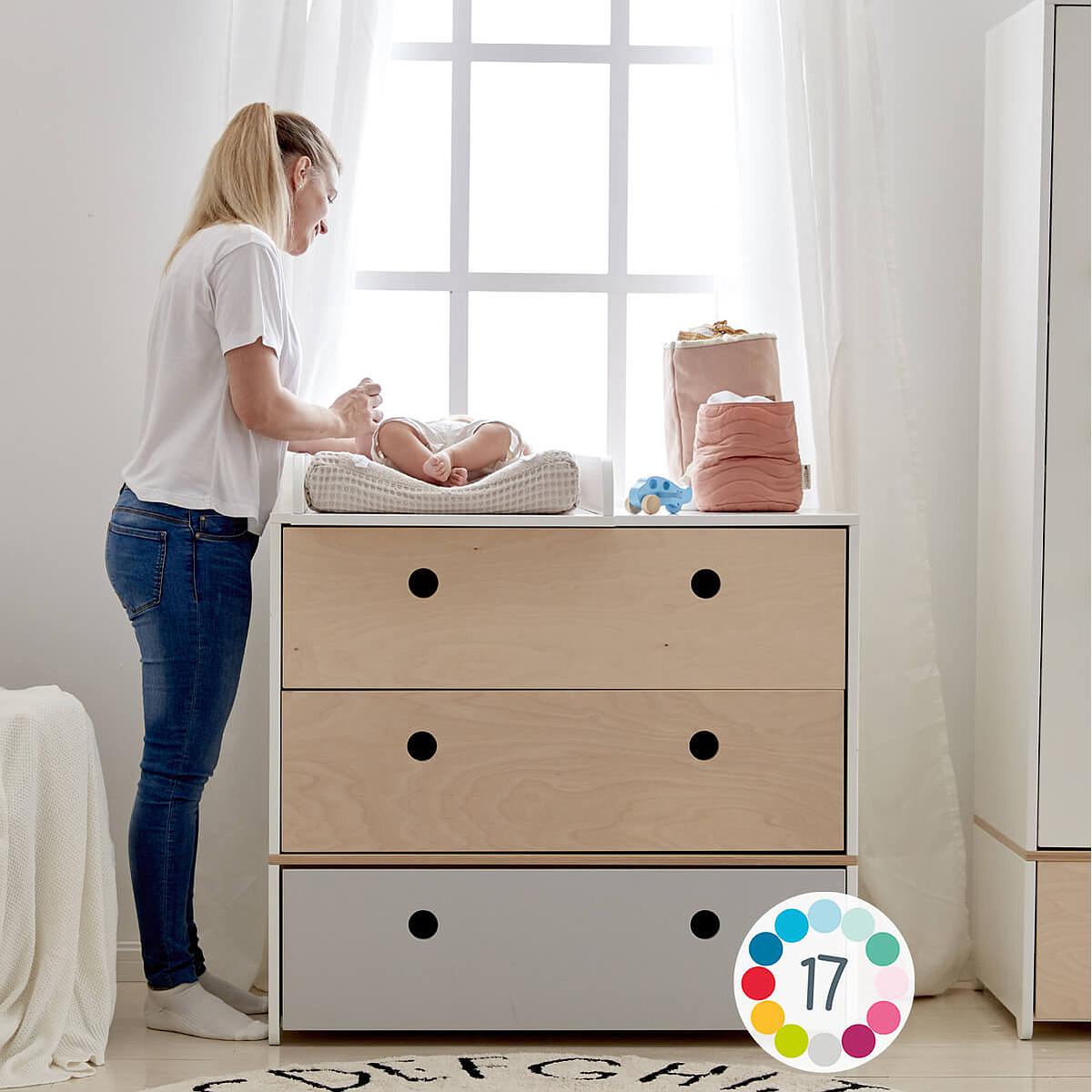 Commode COLORFLEX Abitare Kids façades tiroirs white-lime-warm grey