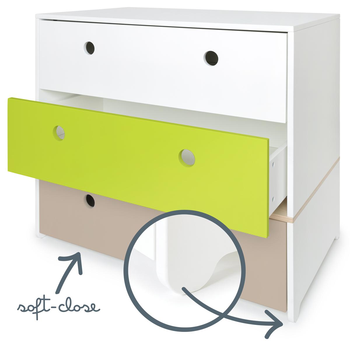 Commode COLORFLEX Abitare Kids façades tiroirs white-lime-warm grey