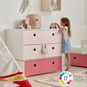 Commode COLORFLEX Abitare Kids façades tiroirs white-pearl grey-sweet pink
