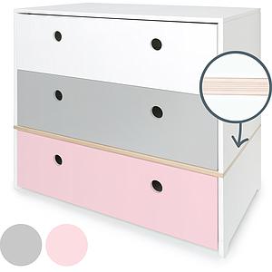 Commode COLORFLEX Abitare Kids façades tiroirs white-pearl grey-sweet pink