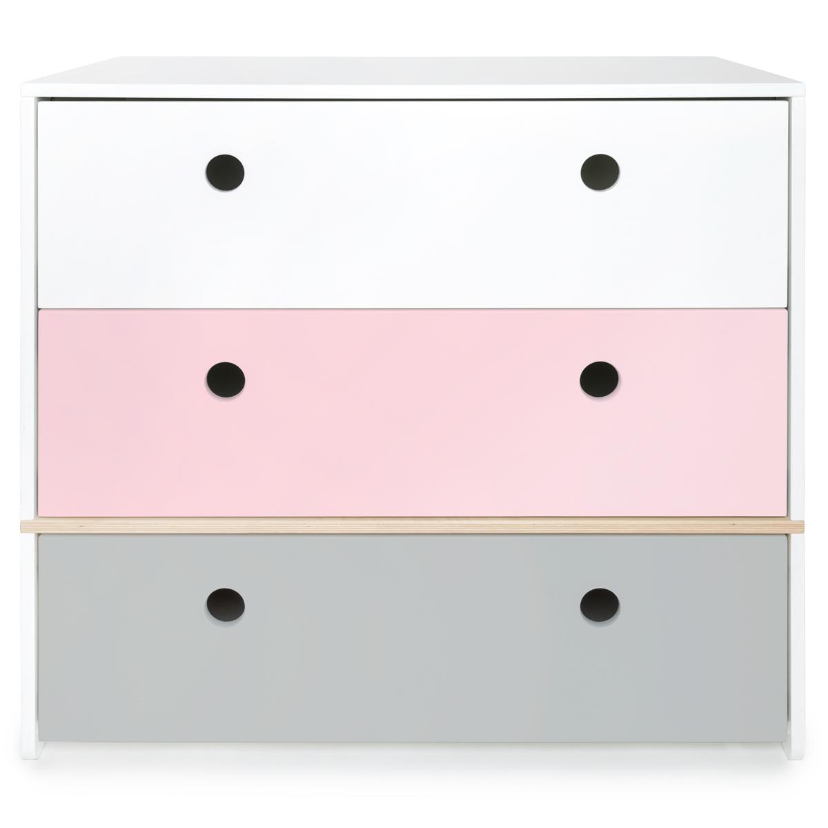 Commode COLORFLEX Abitare Kids façades tiroirs white-sweet pink-pearl grey 