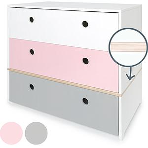 Commode COLORFLEX Abitare Kids façades tiroirs white-sweet pink-pearl grey 