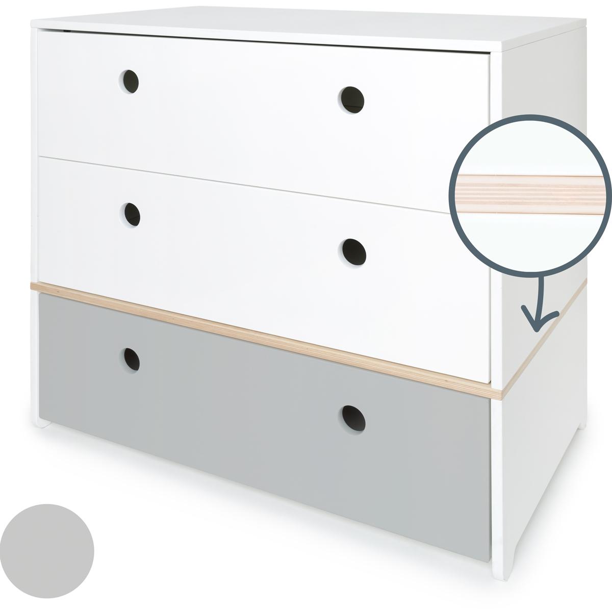 Commode COLORFLEX Abitare Kids façades tiroirs white-white-pearl grey