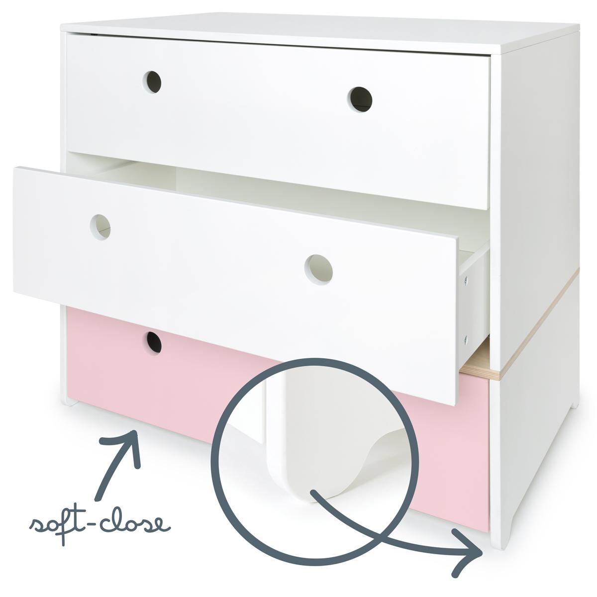 Commode COLORFLEX Abitare Kids façades tiroirs white-white-sweet pink