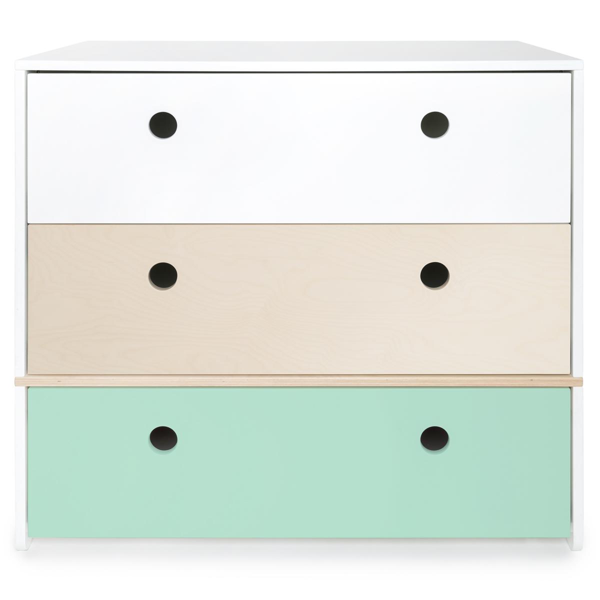 Commode COLORFLEX Abitare Kids façades tiroirs white-white wash-mint