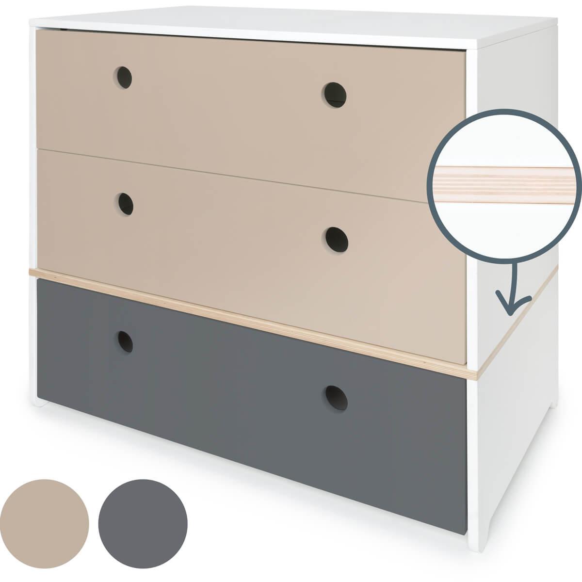 Commode COLORFLEX façades tiroirs warm grey-warm grey-space grey