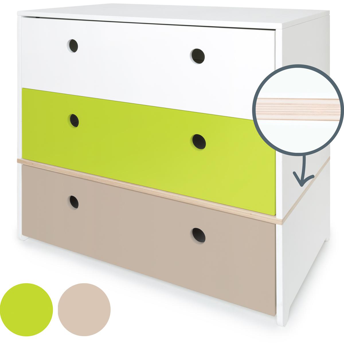 Commode COLORFLEX façades tiroirs white-lime-warm grey