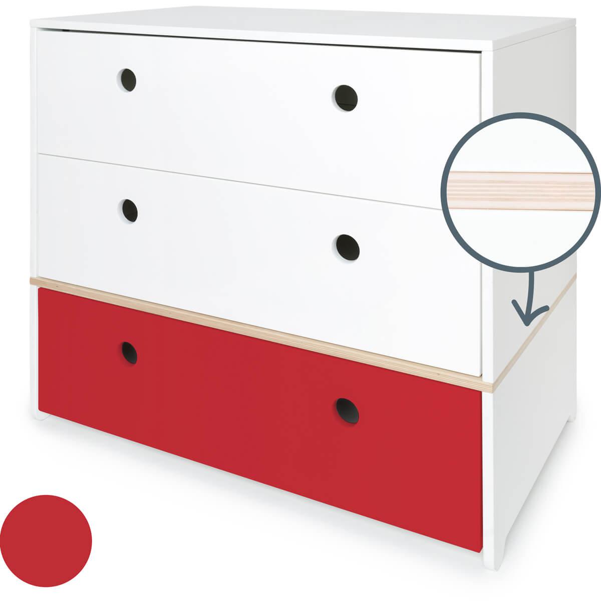 Commode COLORFLEX façades tiroirs white-white-true red