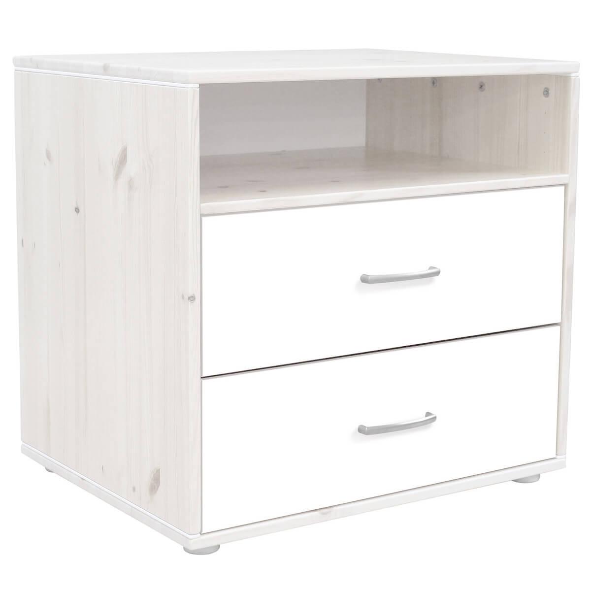 Commode enfant élément 2 tiroirs NEW Classic FLEXA blanchi - blanc - blanc