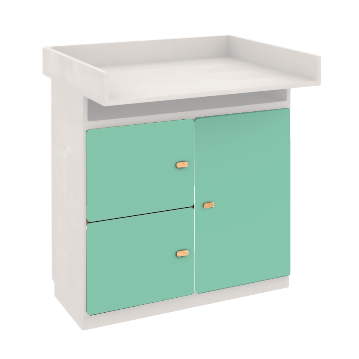 Commode-table à langer 93x78cm DESTYLE de Breuyn en hêtre blanc 3 portes green