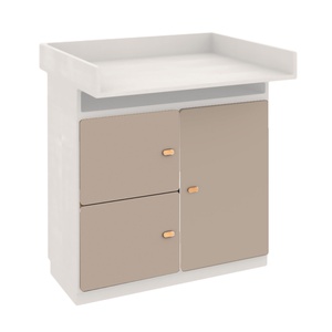 Commode-table à langer 93x78cm DESTYLE de Breuyn en hêtre blanc 3 portes light grey grey