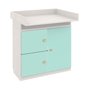 Commode-table à langer 93x78cm DESTYLE de Breuyn en hêtre blanc 3 portes mint