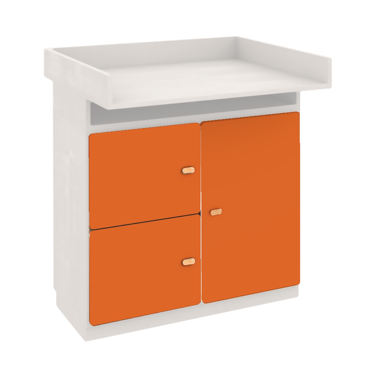 Commode-table à langer 93x78cm DESTYLE de Breuyn en hêtre blanc 3 portes orange