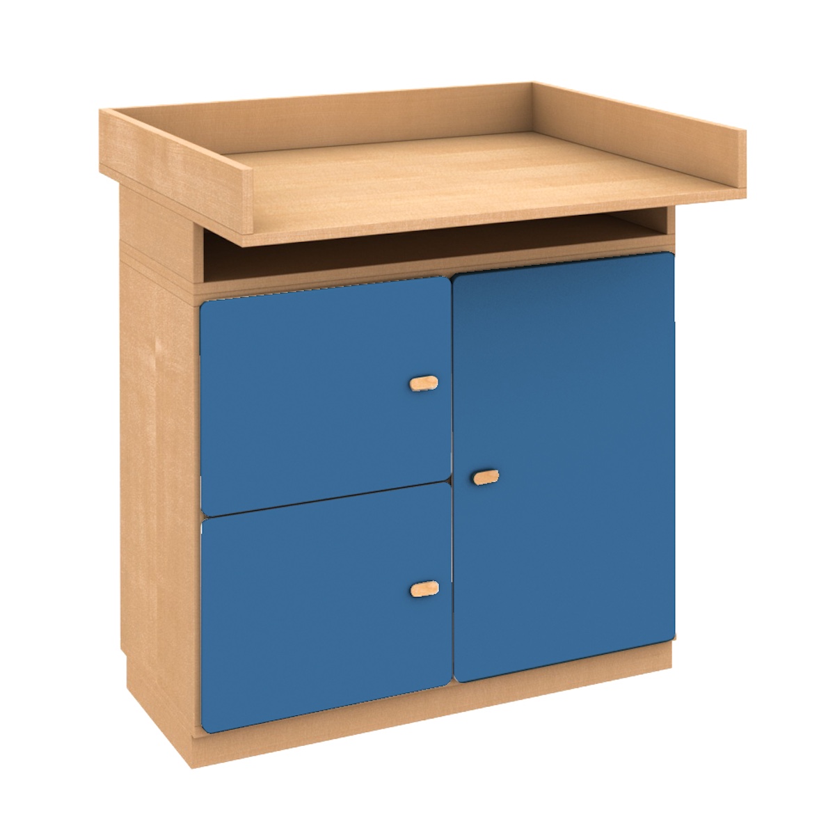 Commode-table à langer 93x78cm DESTYLE de Breuyn en hêtre naturel 3 portes dark blue