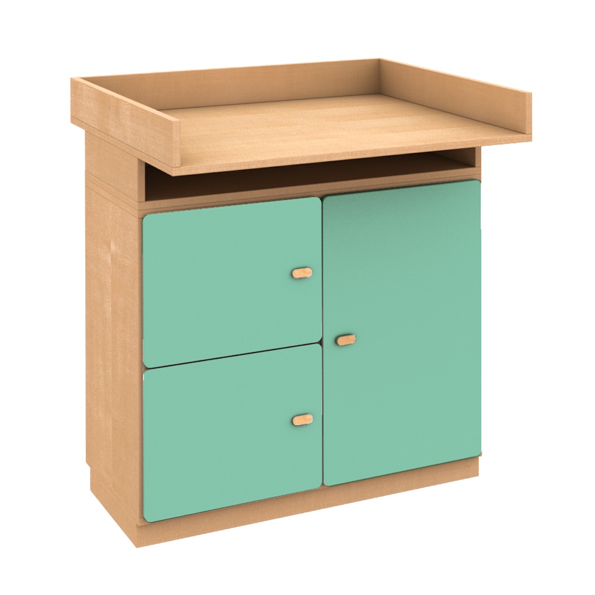 Commode-table à langer 93x78cm DESTYLE de Breuyn en hêtre naturel 3 portes green