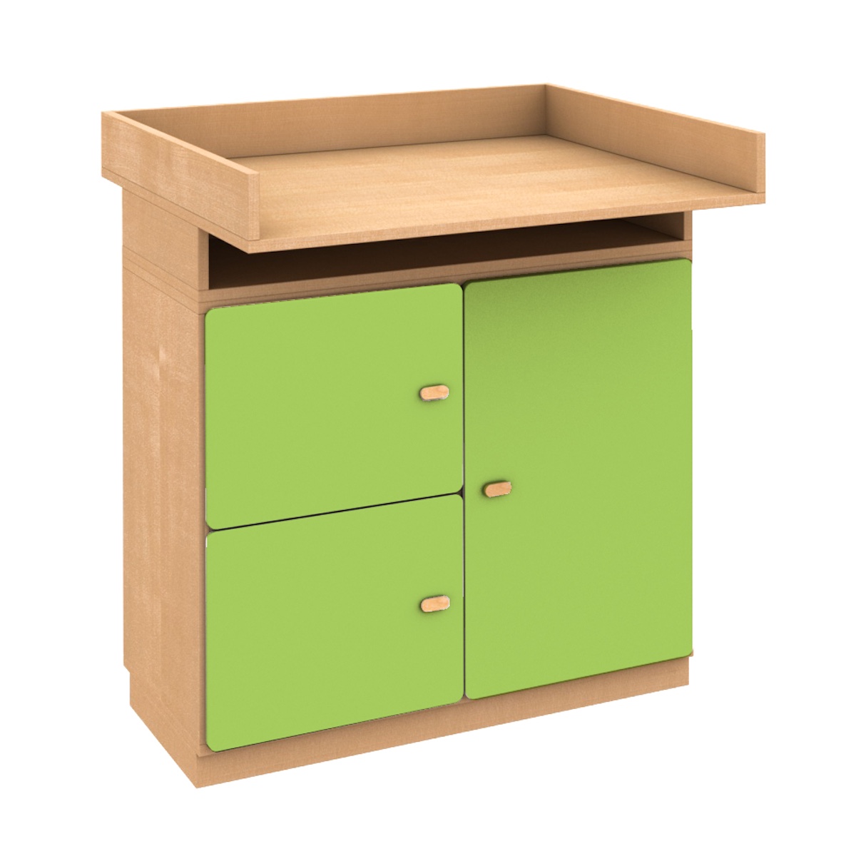 Commode-table à langer 93x78cm DESTYLE de Breuyn en hêtre naturel 3 portes lime