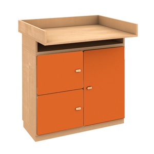 Commode-table à langer 93x78cm DESTYLE de Breuyn en hêtre naturel 3 portes orange