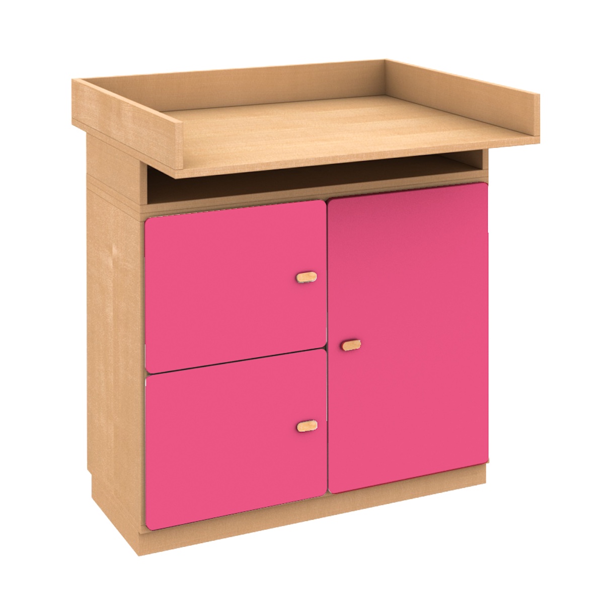 Commode-table à langer 93x78cm DESTYLE de Breuyn en hêtre naturel 3 portes pink