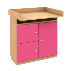 Commode-table à langer 93x78cm DESTYLE de Breuyn en hêtre naturel 3 portes pink